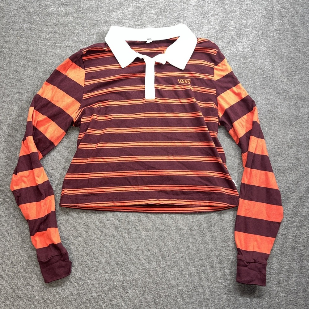 Womens Vans Stripe Long Sleeve Polo Size Medium
